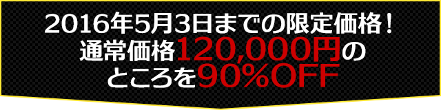 12月30日までの限定価格！通常価格120,000円のところを90％OFF