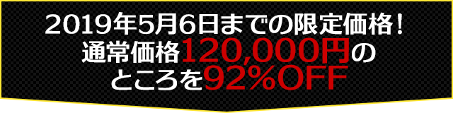 期間限定の限定価格！通常価格120,000円のところを92％OFF