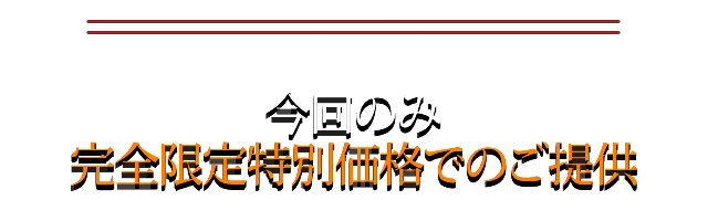 通常価格100,000円のところを今回のみ完全限定特別価格でのご提供