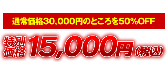 2014年1月18日までのお申し込みで通常価格30,000円のところを50％OFF 特別価格15,000円（税込）