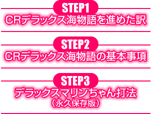 【ステップ1】CRデラックス海物語を薦めた訳 【ステップ2】CRデラックス海物語の基本事項 【ステップ3】デラックスマリンちゃん打法（永久保存版）