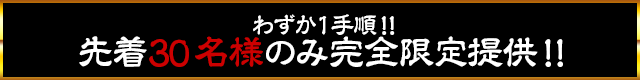 【先着30名様限定】期間限定の特別価格にてご提供！