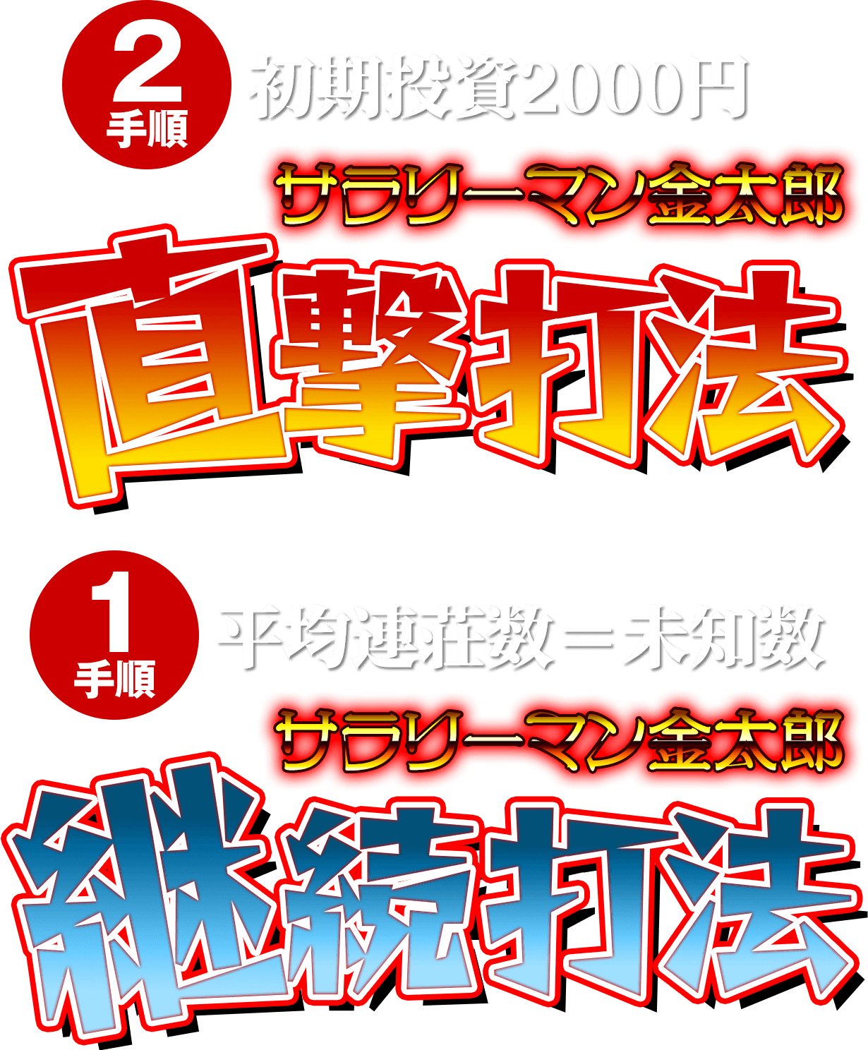 【2手順】サラリーマン金太郎直撃打法（初期投資2000円）【2手順】ボーナス無限連チャン打法（平均連荘数＝未知数）