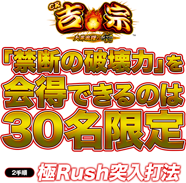 「禁断の破壊力」を会得できるのは30名限定！※人気機種の為、お申し込みが殺到する事が予想されます。お早目にご注文ください。【1手順】極Rush突入打法