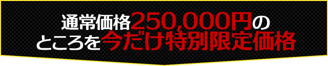 通常価格250,000円のところを今だけ特別限定価格！