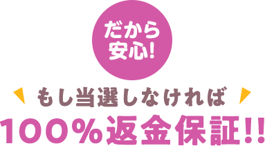 品質に絶対の自信あり！あんしんの100％返金保証！！