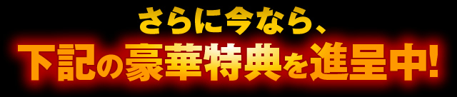 さらに今なら下記の豪華特典を進呈中！