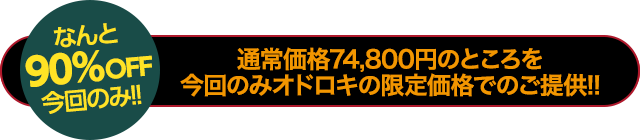 【先着100名様限定】期間限定90％OFF今回のみ！通常価格74,800円のところを今回のみオドロキの限定価格でのご提供！